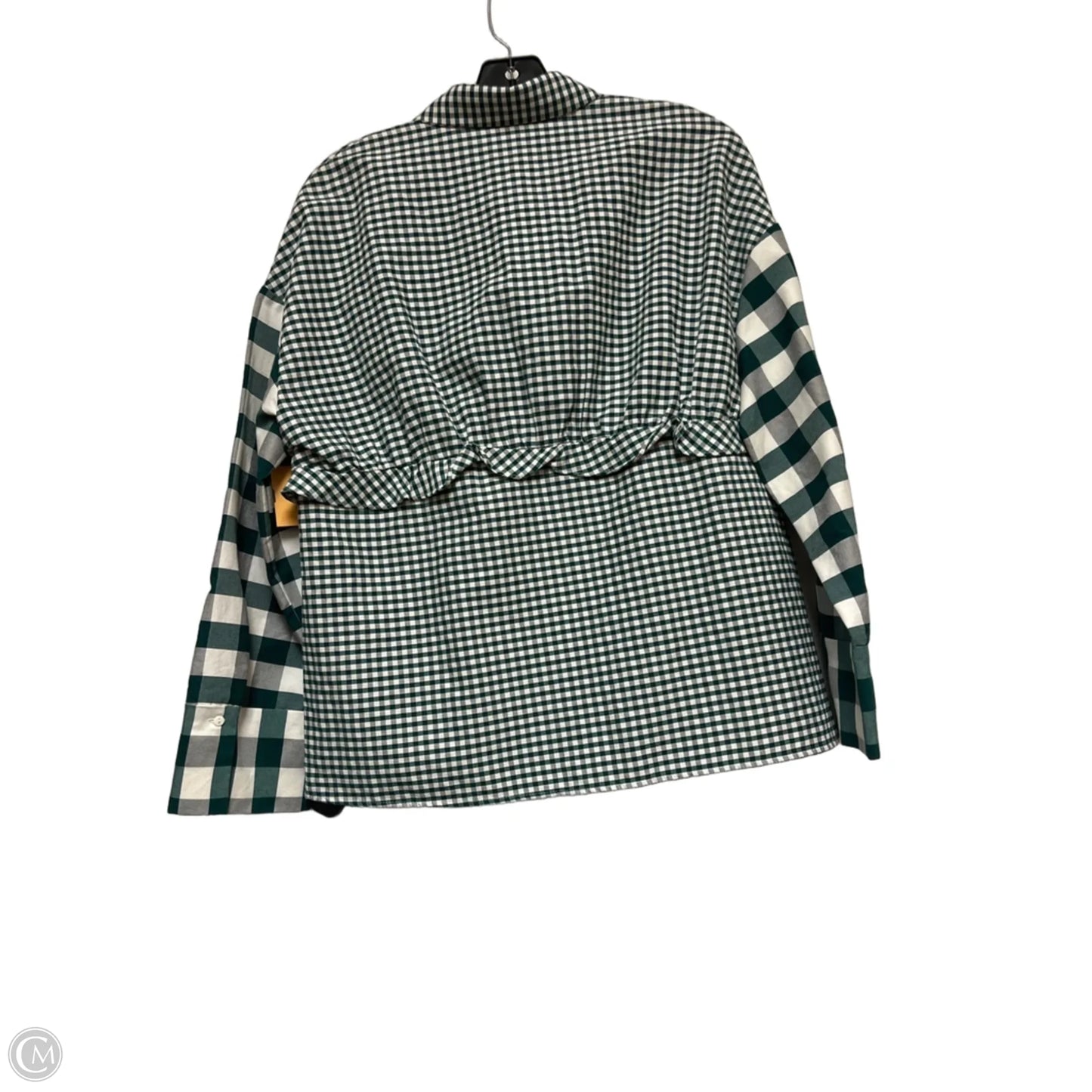 Top Long Sleeve By Zara In Green & White, Size: M