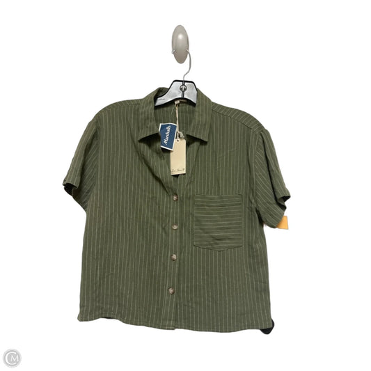 Top Short Sleeve By Love Notes In Green & White, Size: L
