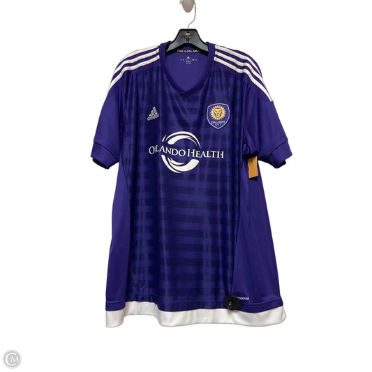 Athletic Top Short Sleeve By Adidas In Purple, Size: Xl