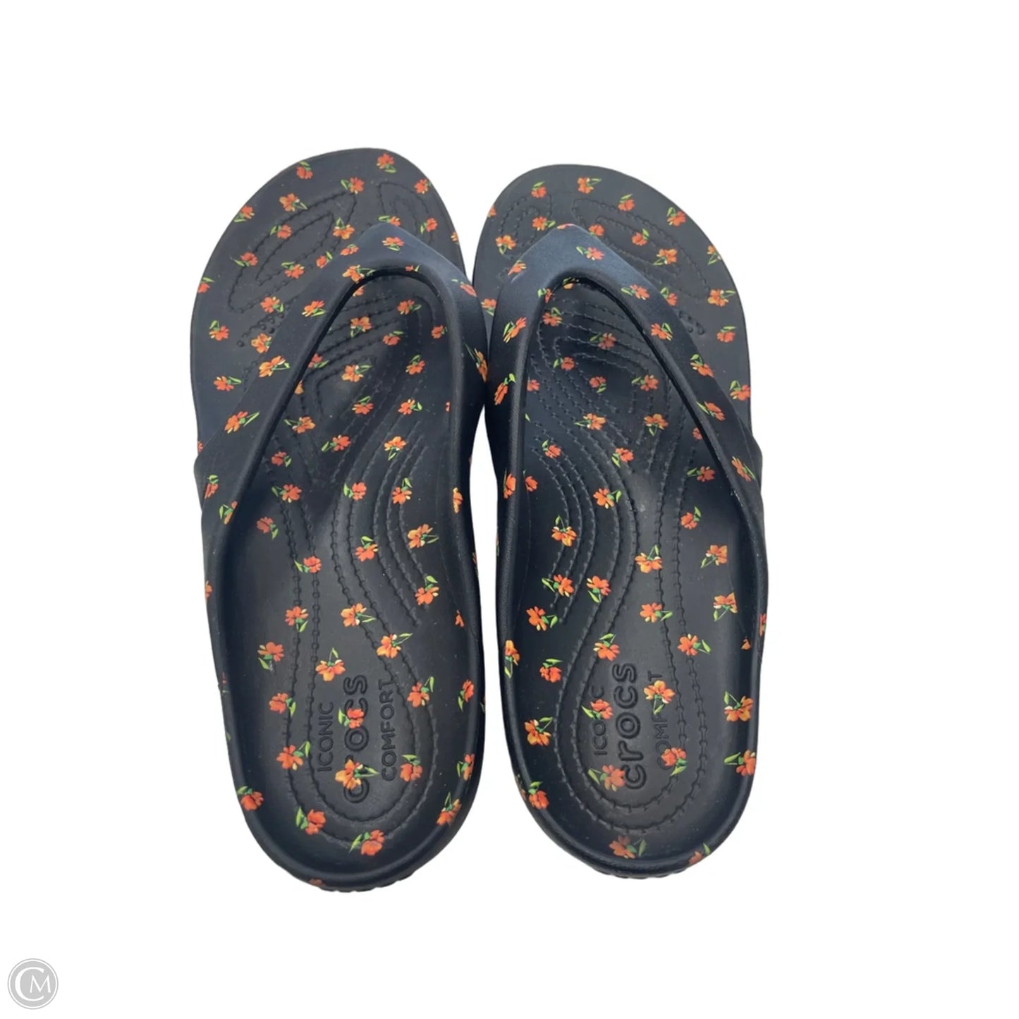 Sandals Flip Flops By Crocs In Floral Print, Size: 9