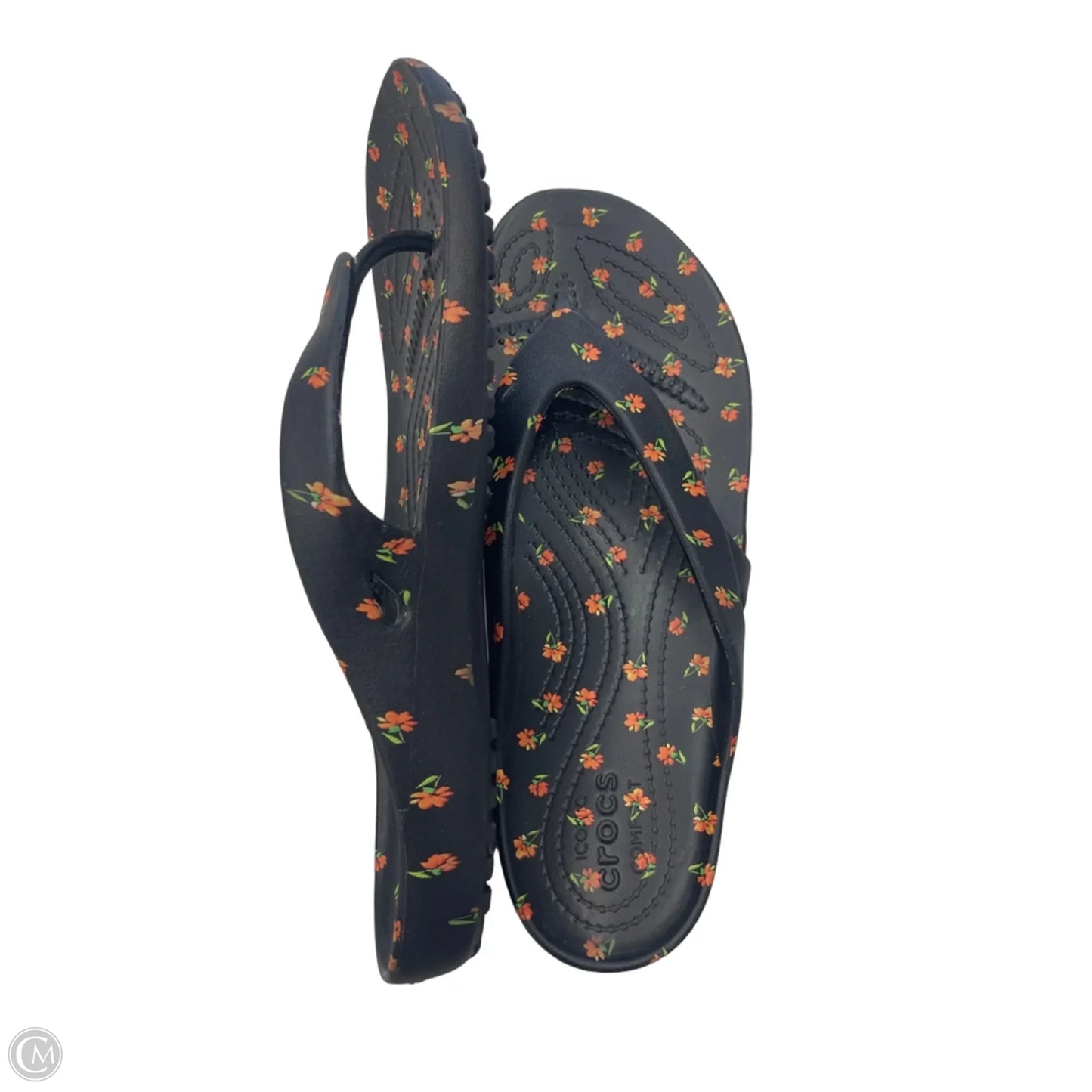 Sandals Flip Flops By Crocs In Floral Print, Size: 9
