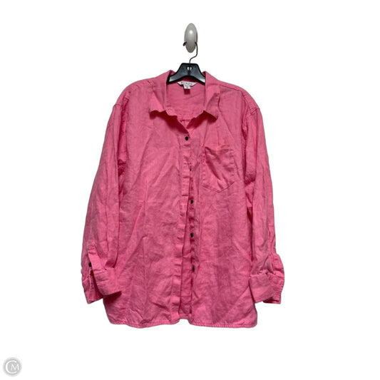 Athletic Top Long Sleeve Collar By Athleta In Pink, Size: Xl