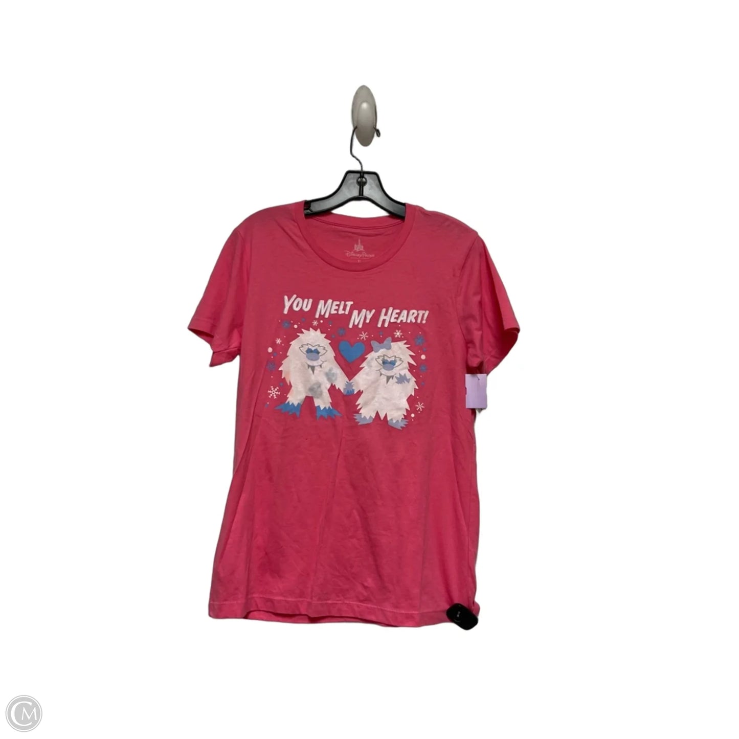 Top Short Sleeve Basic By Disney Store In Pink & White, Size: Xl