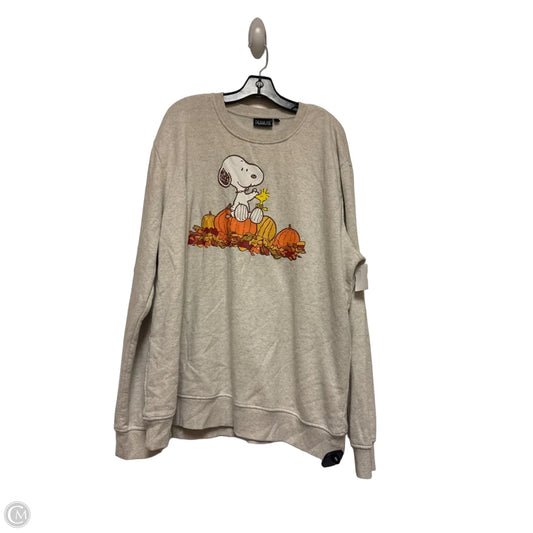 Sweatshirt Crewneck By Clothes Mentor In Cream & Orange, Size: 2x