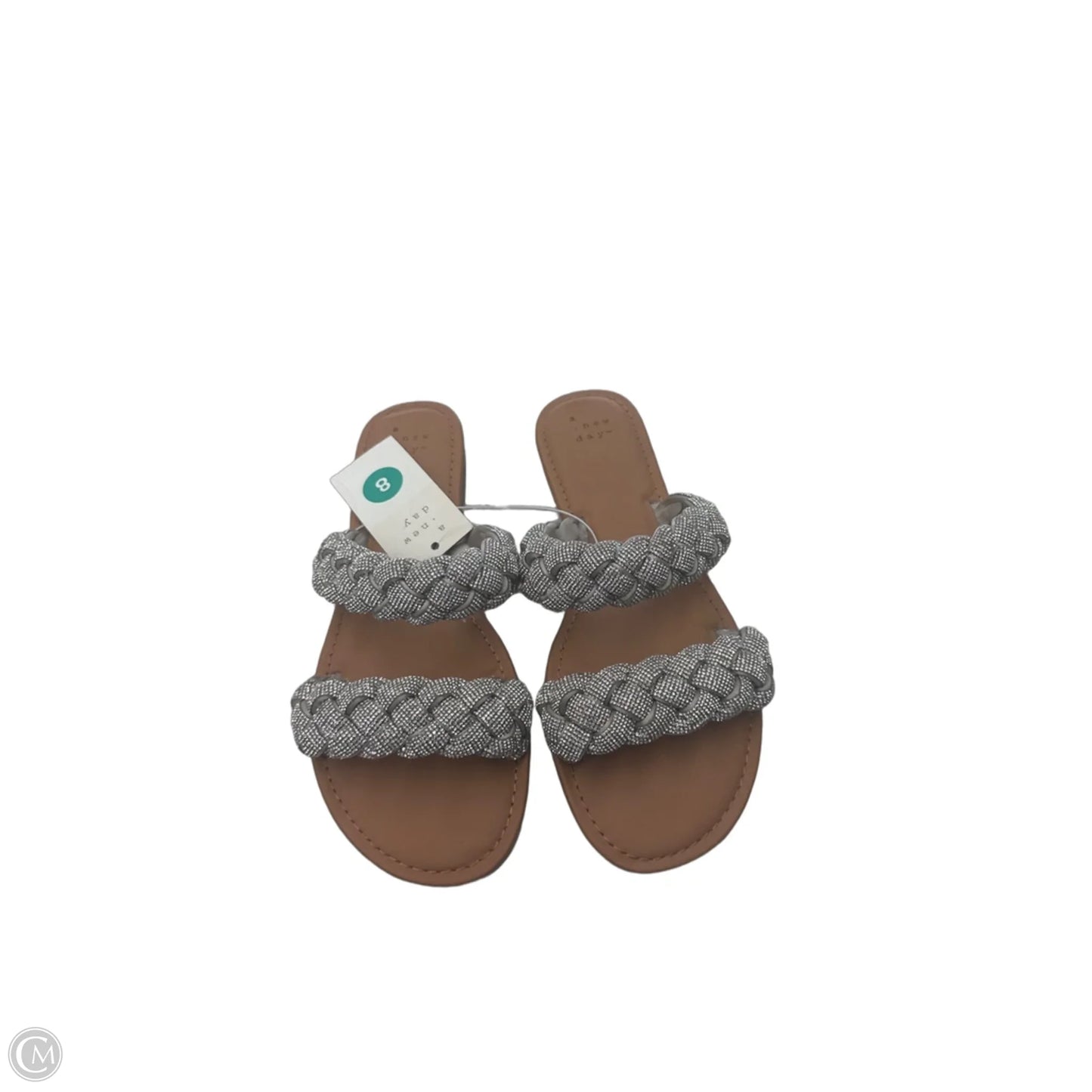 Sandals Flats By A New Day In Silver & Tan, Size: 8