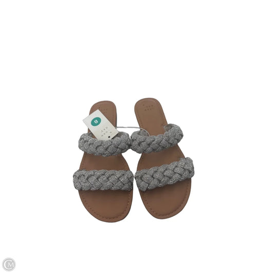 Sandals Flats By A New Day In Silver & Tan, Size: 8
