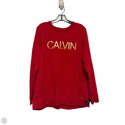 Top Long Sleeve By Calvin Klein In Red, Size: Xl