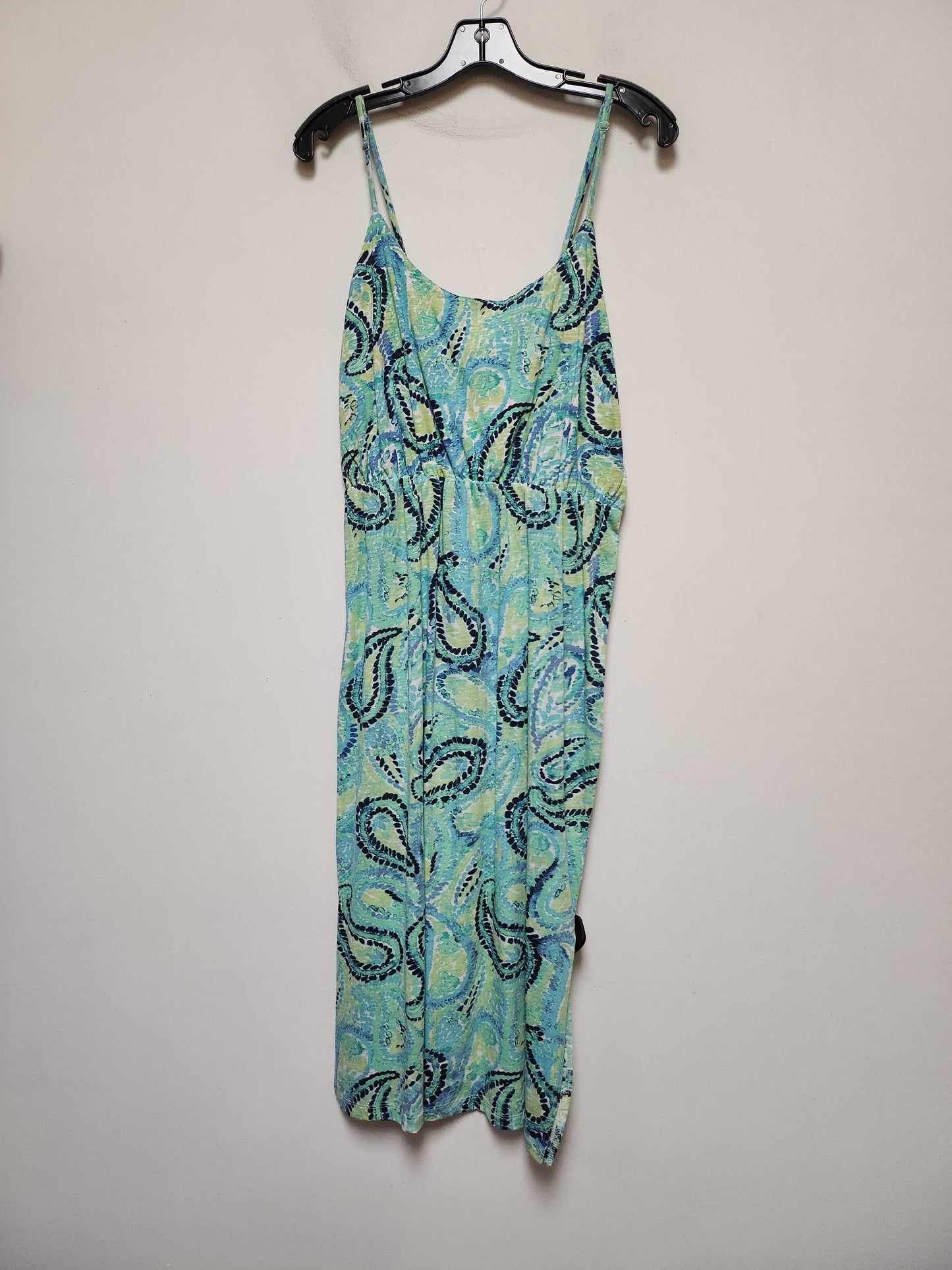 Blue & Green Dress Casual Midi Clothes Mentor, Size S