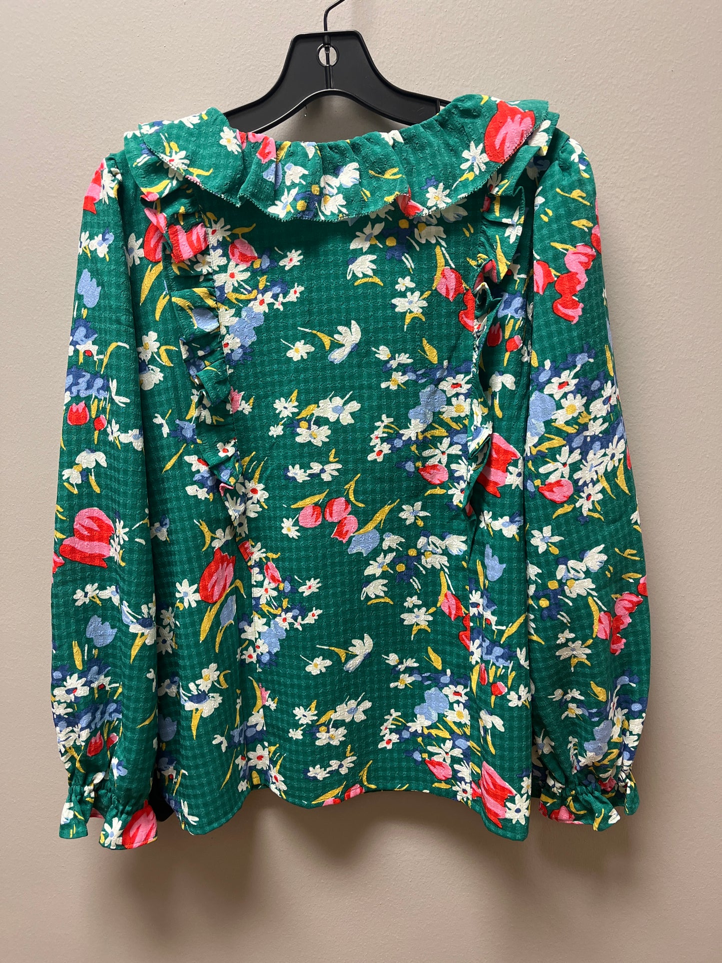 Green Top Long Sleeve Loft, Size L