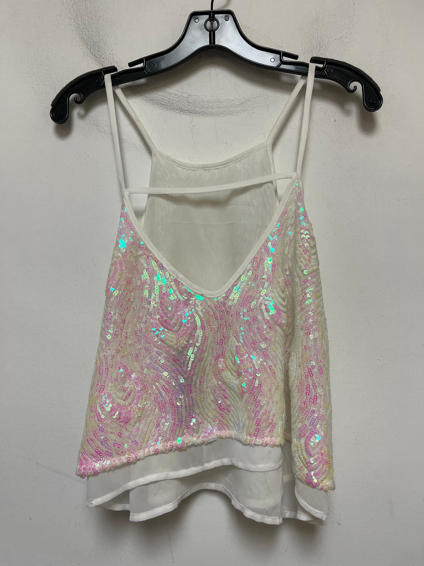 Pink & White Top Sleeveless Clothes Mentor, Size M