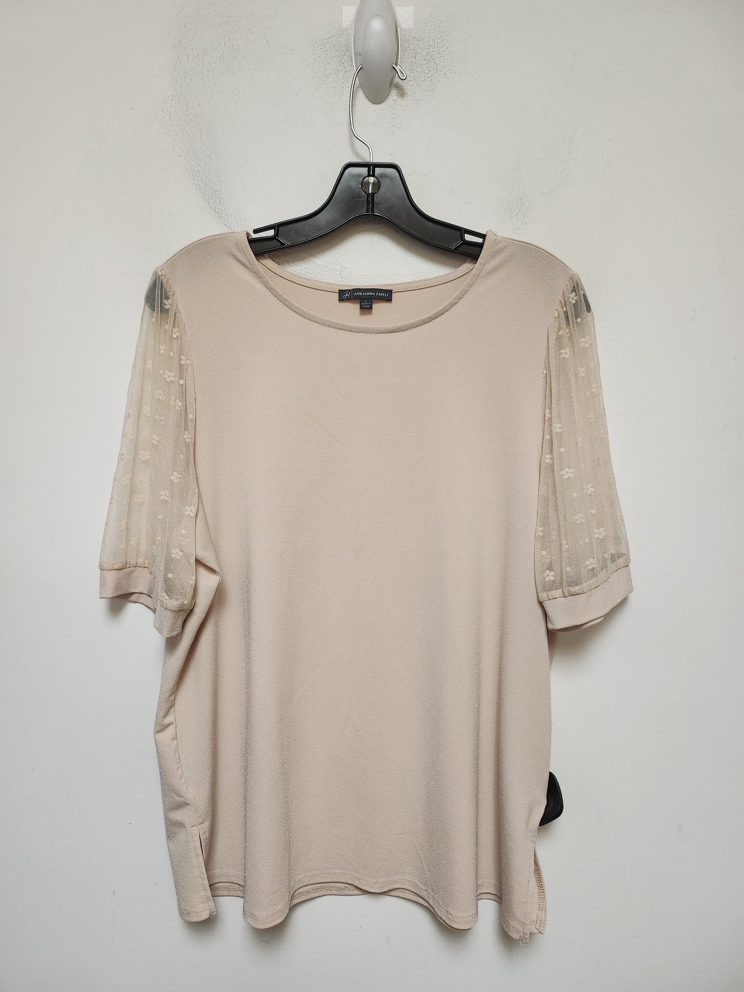 Top Short Sleeve By Adrianna Papell In Tan, Size: L