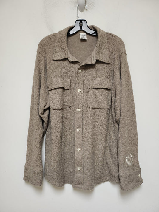 Jacket Shirt By Pink In Brown, Size: M