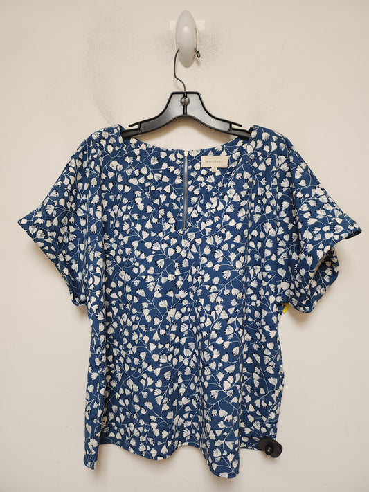 Top Short Sleeve By Melloday In Blue & White, Size: L