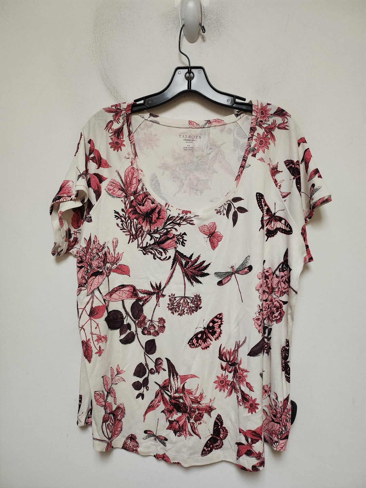 Top Short Sleeve Basic By Talbots In Floral Print, Size: 2x