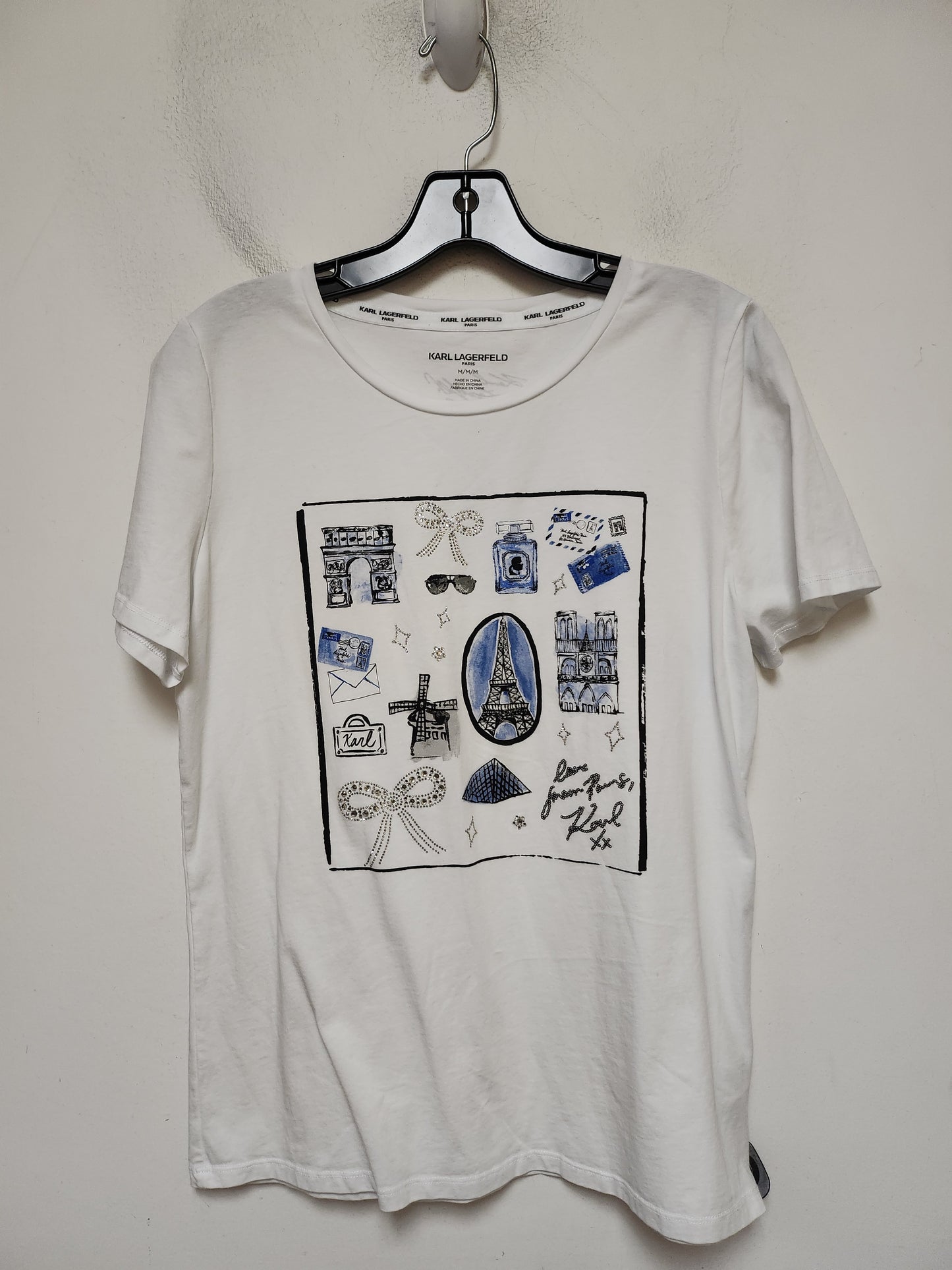 Top Short Sleeve Basic By Karl Lagerfeld In White, Size: M