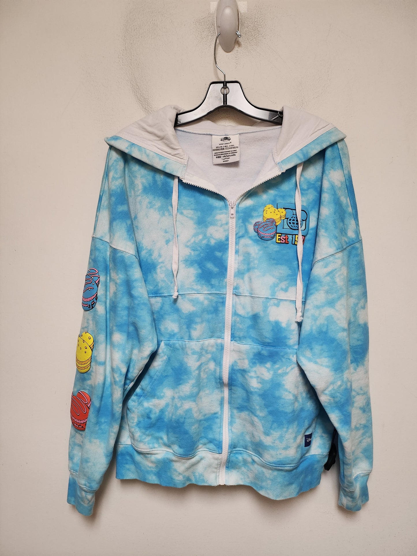 Sweatshirt Hoodie By Walt Disney In Tie Dye Print, Size: L