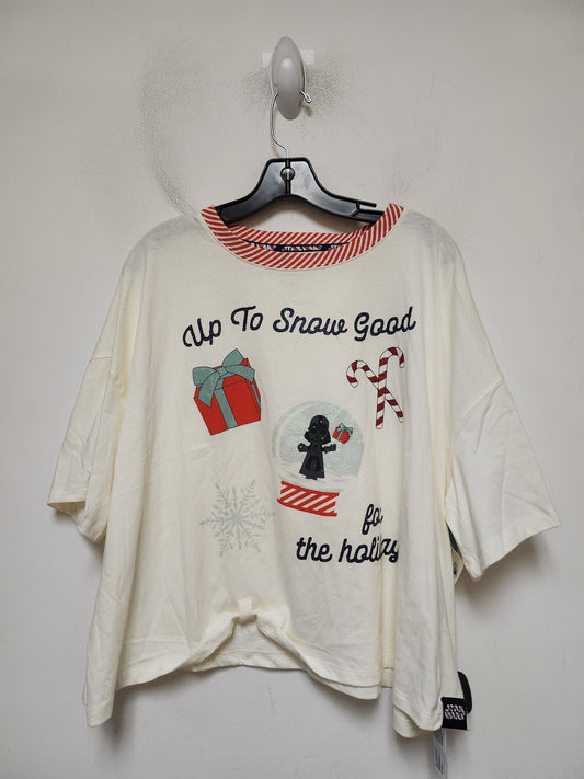 Top Short Sleeve Basic By Walt Disney In Cream, Size: 1x