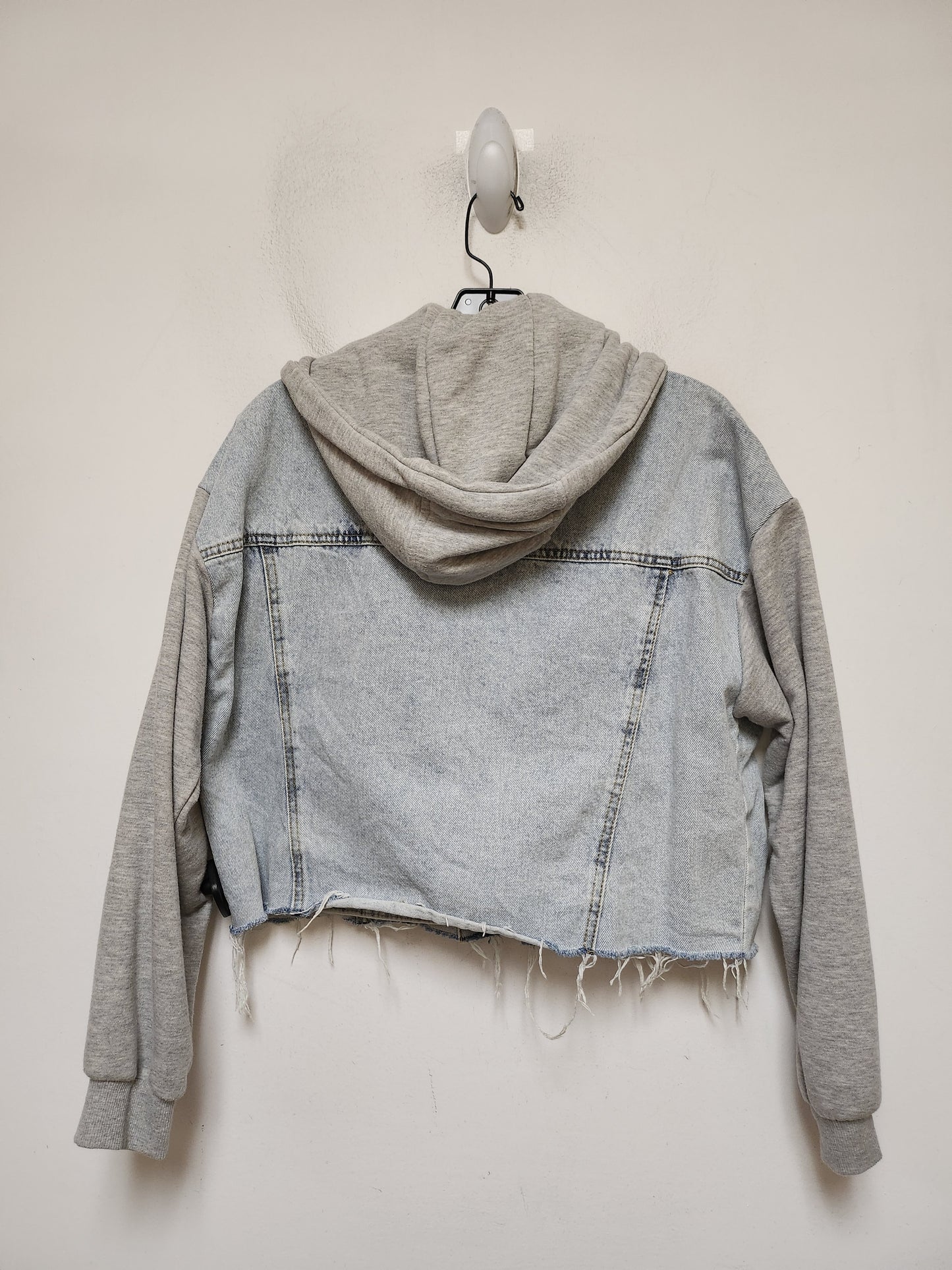 Jacket Denim By Forever 21 In Blue & Grey, Size: L