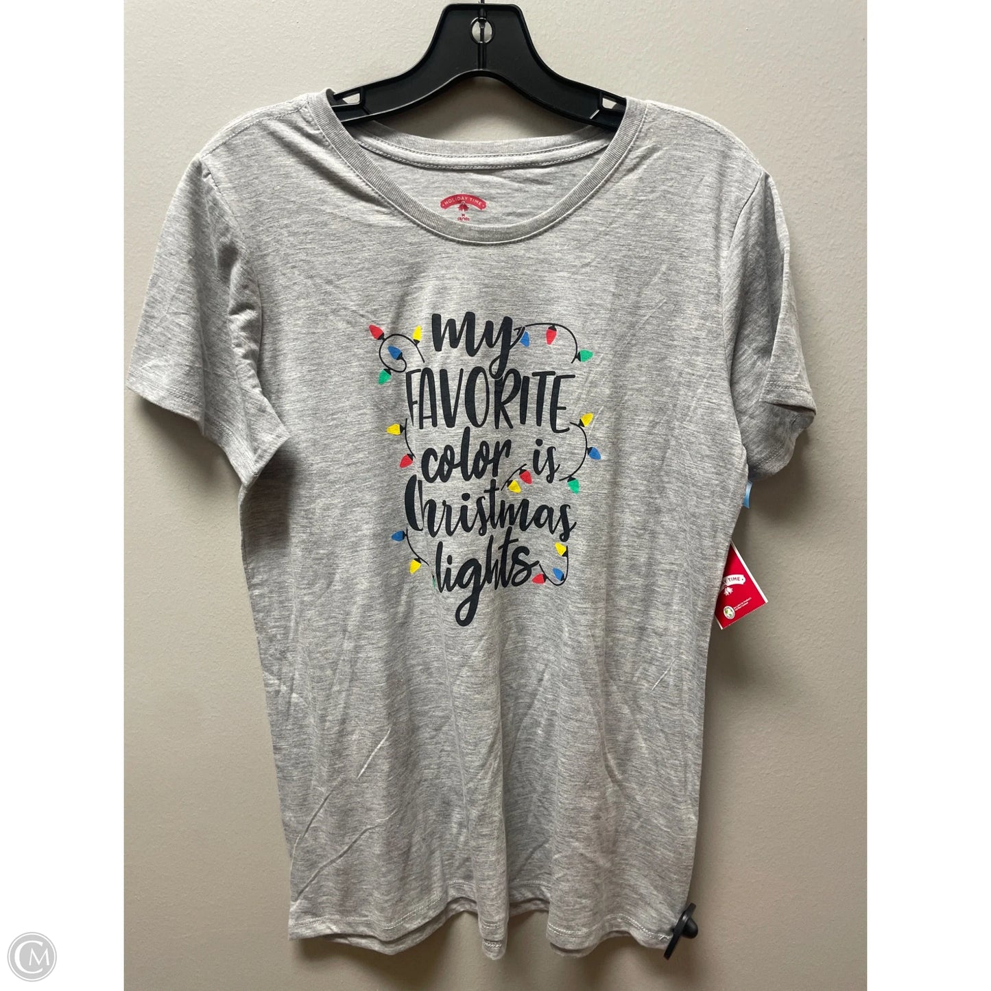 Top Short Sleeve Basic By Holiday Time In Grey, Size: M