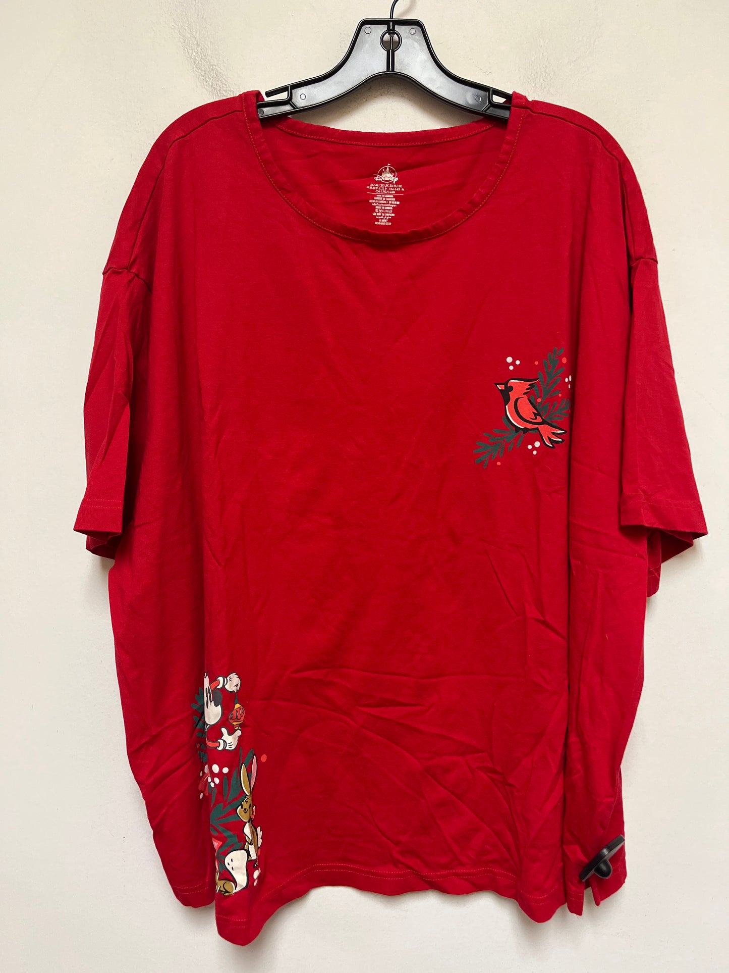 Top Short Sleeve Basic By Walt Disney In Red, Size: 3x