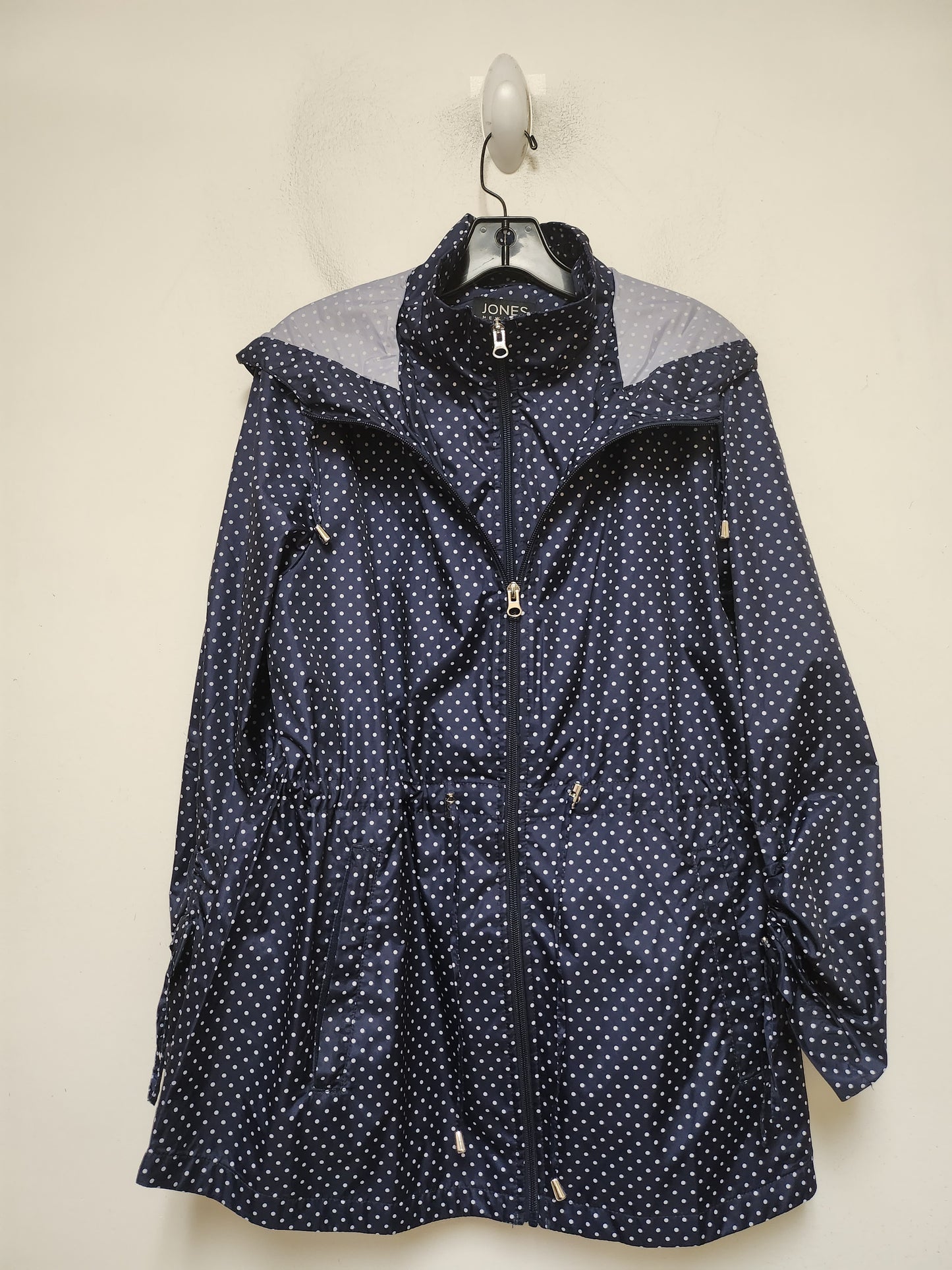 Jacket Windbreaker By Jones New York In Polkadot Pattern, Size: L