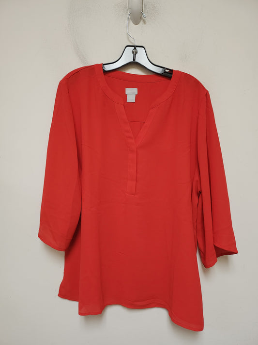 Top Long Sleeve By Chicos In Red, Size: 2x