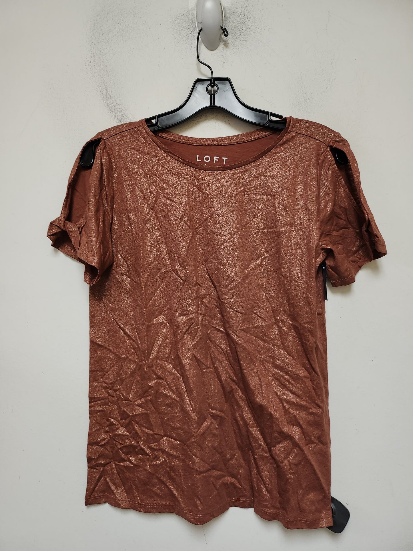 Top Short Sleeve Basic By Loft In Bronze, Size: Xs