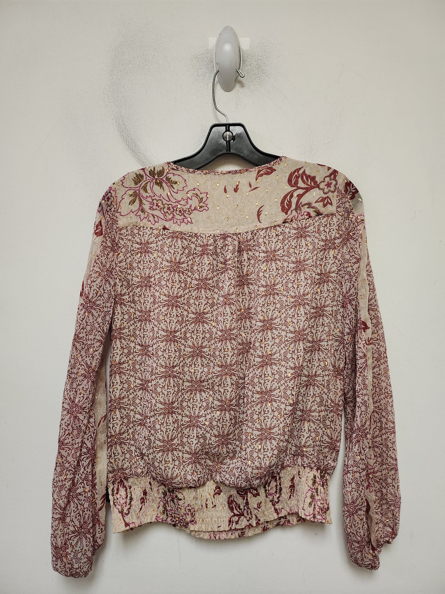 Top Long Sleeve By White House Black Market In Red & Tan, Size: Xs