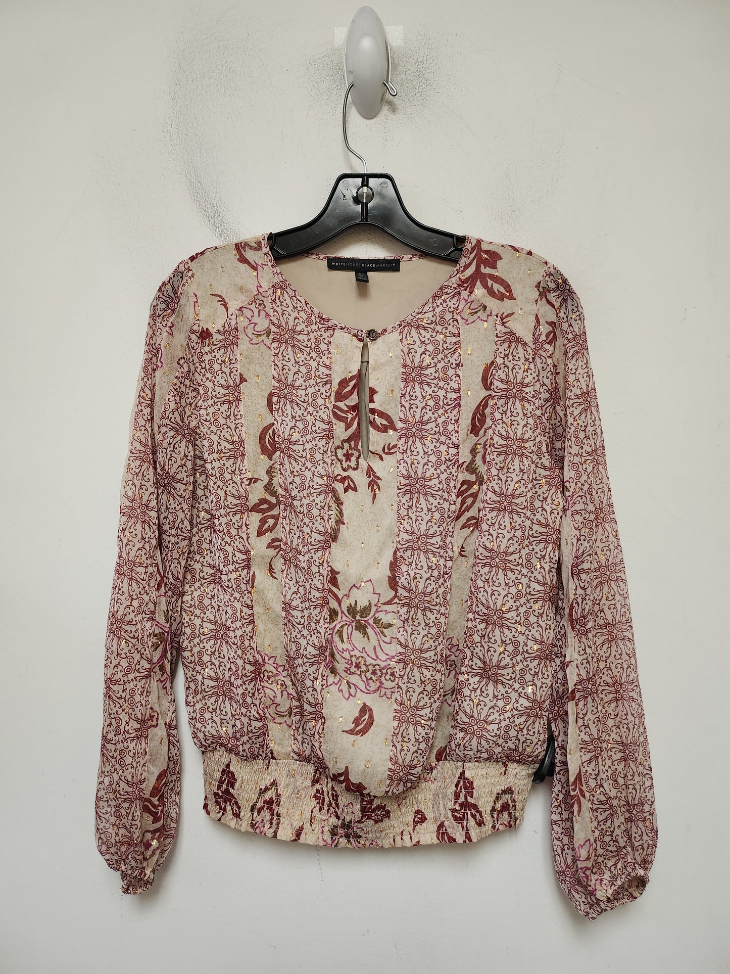 Top Long Sleeve By White House Black Market In Red & Tan, Size: Xs