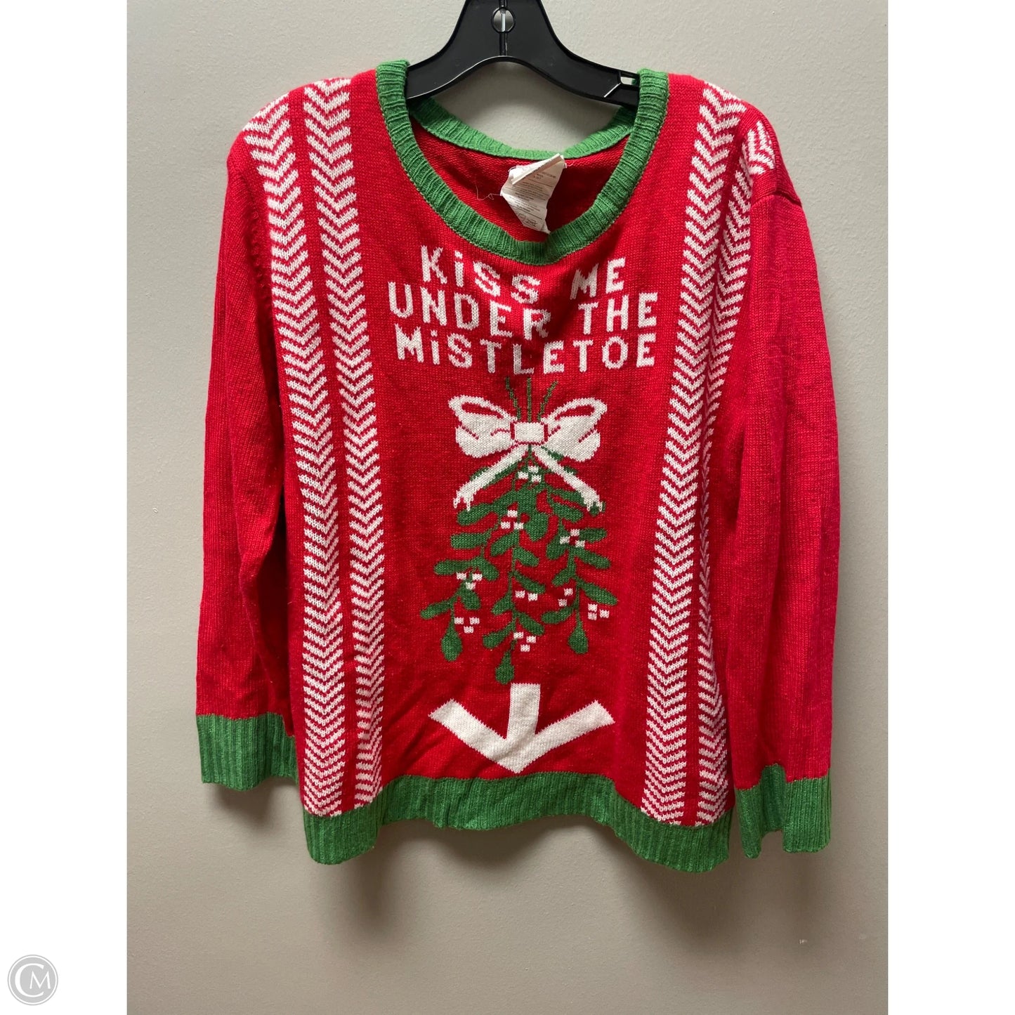 Sweater By Clothes Mentor In Green & Red, Size: M