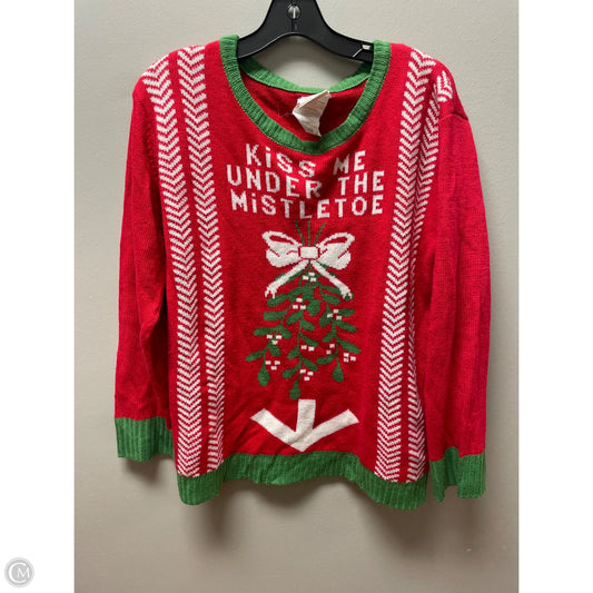 Sweater By Clothes Mentor In Green & Red, Size: M