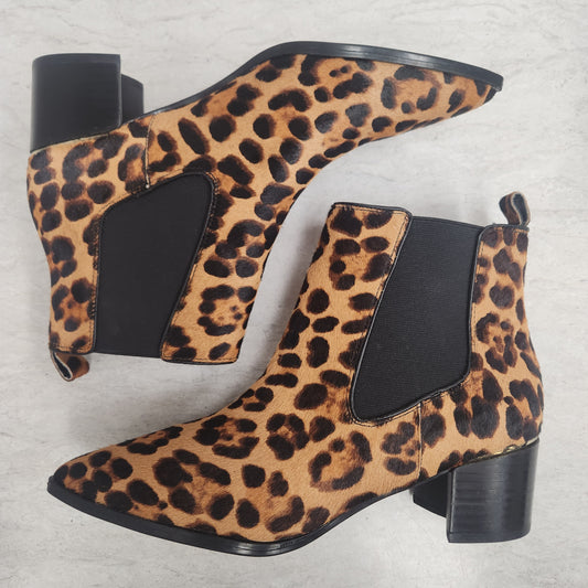 Boots Ankle Heels By Nine West In Animal Print, Size: 9.5