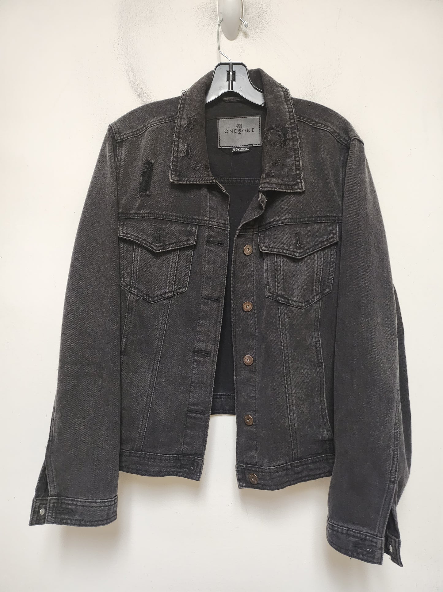 Jacket Denim By One 5 One In Black Denim, Size: 2x