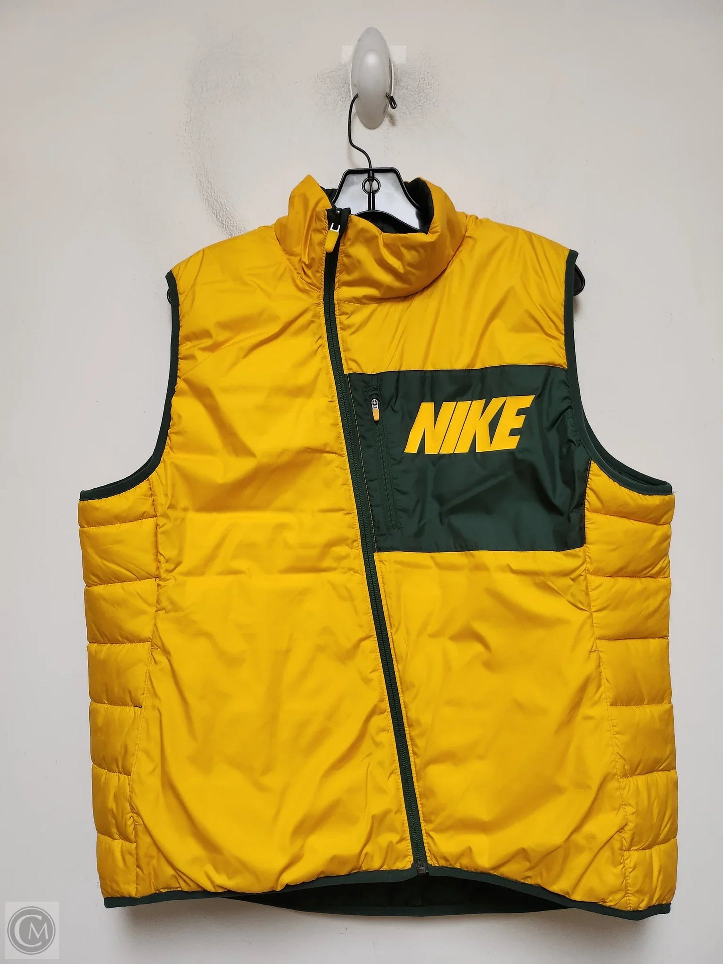 Jacket Puffer & Quilted By Nike Apparel In Green & Yellow, Size: L