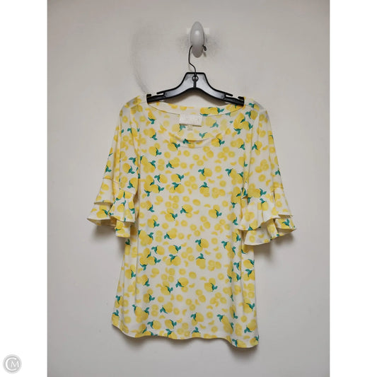 Top Short Sleeve By Cappagallo In White & Yellow, Size: M