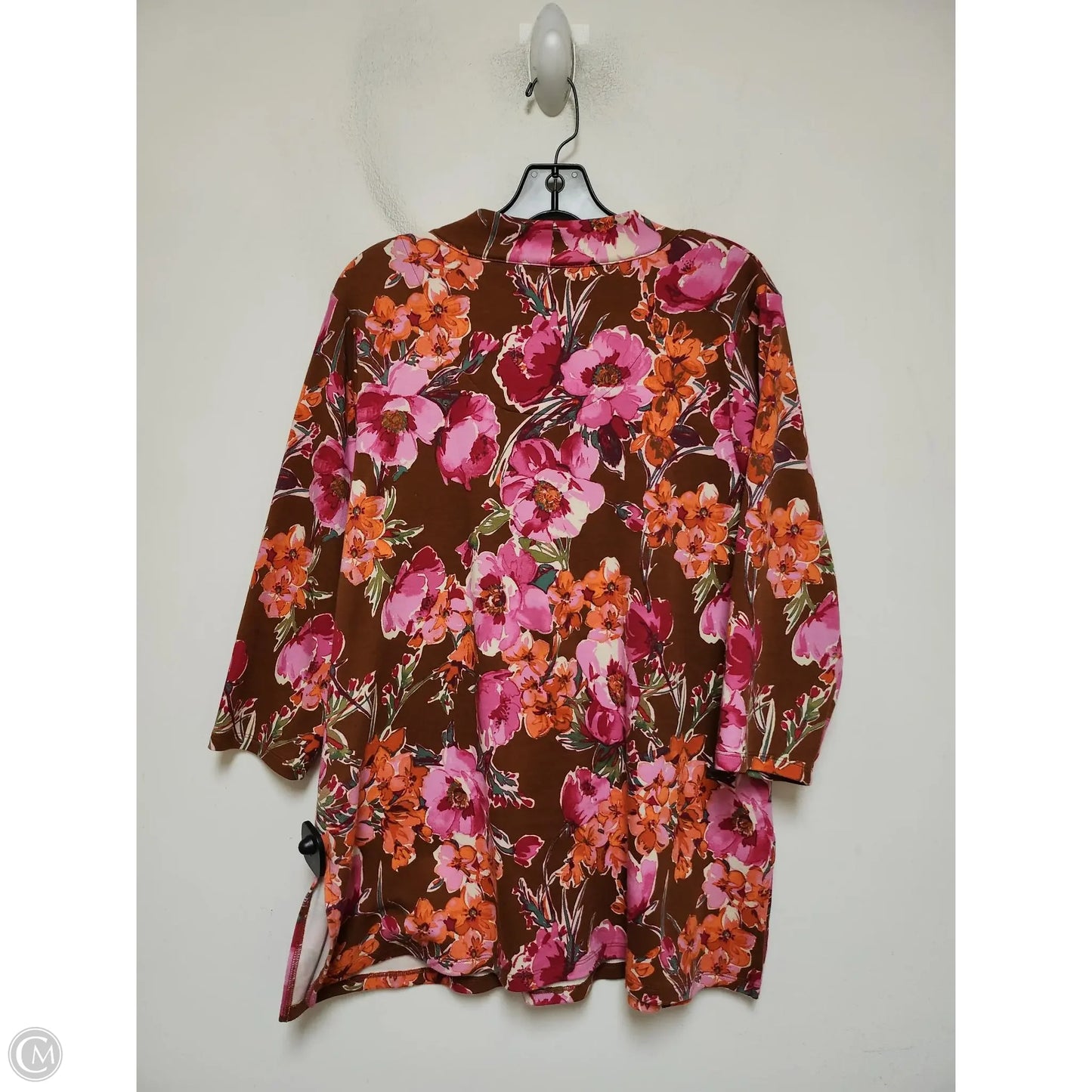 Top Long Sleeve Basic By Isaac Mizrahi Live Qvc In Floral Print, Size: L