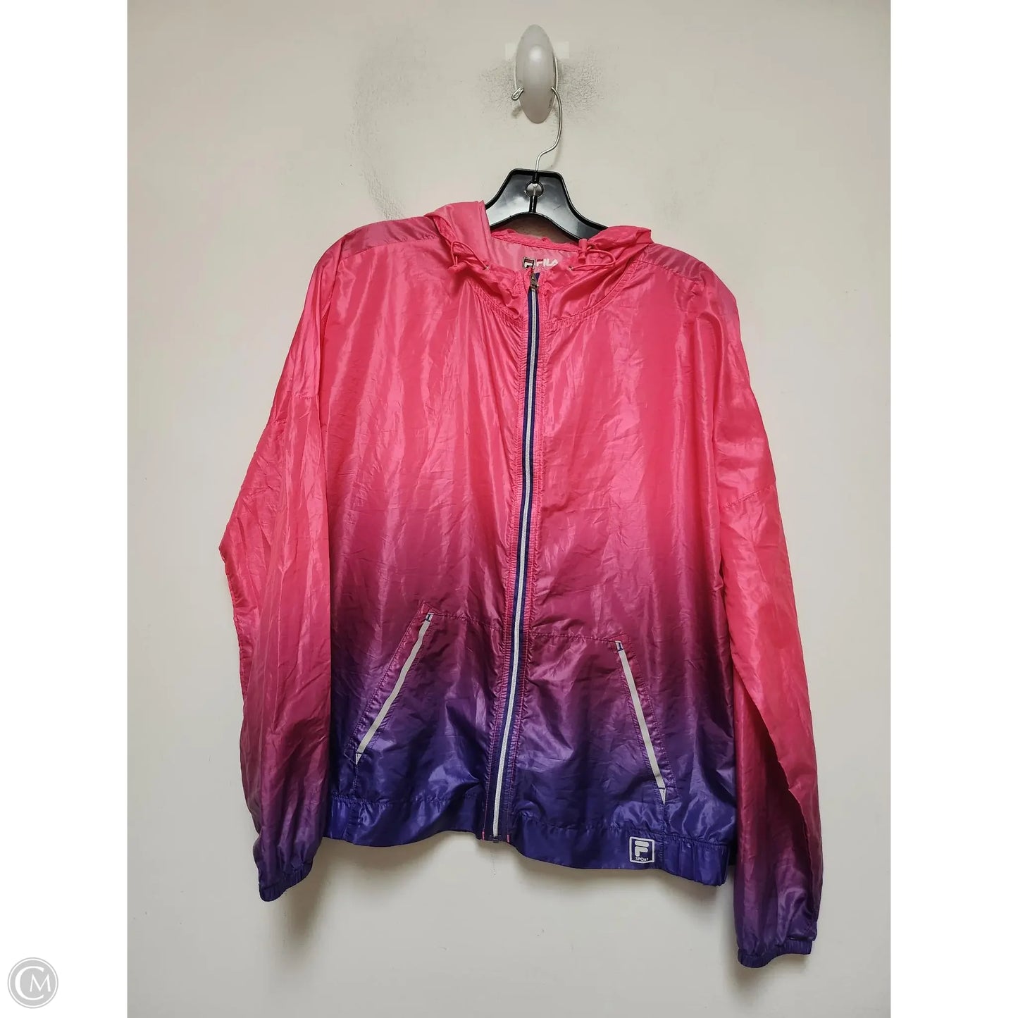 Jacket Windbreaker By Fila In Pink & Purple, Size: M