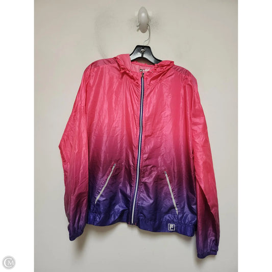 Jacket Windbreaker By Fila In Pink & Purple, Size: M