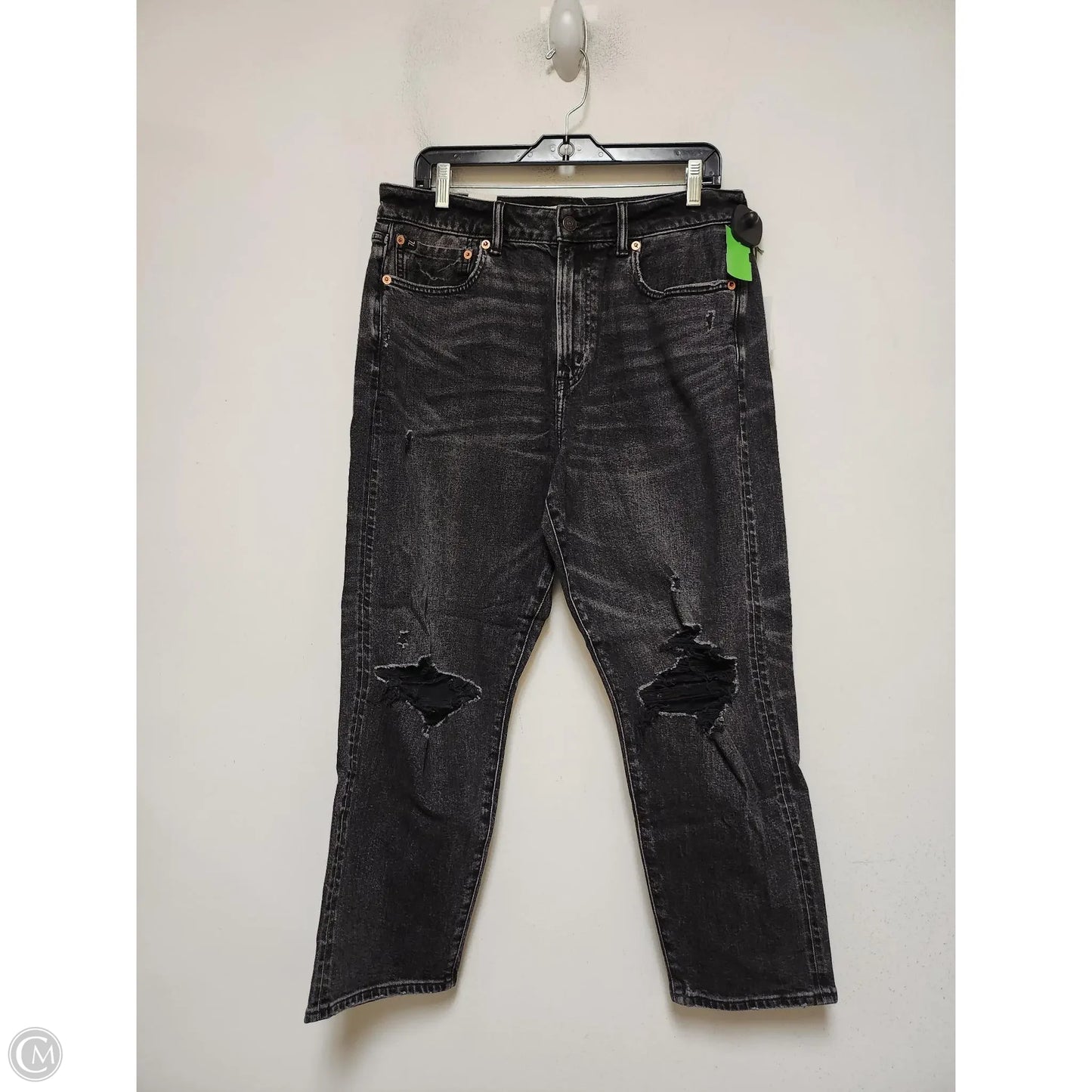 Jeans Straight By Ae77 In Black Denim, Size: 14