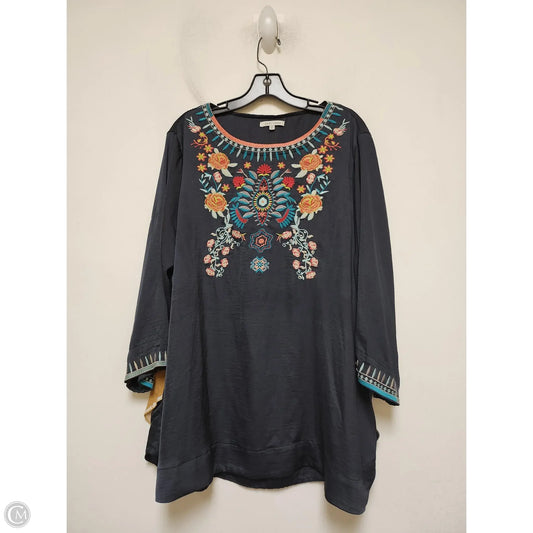 Top Short Sleeve By John Mark In Floral Print, Size: 2x