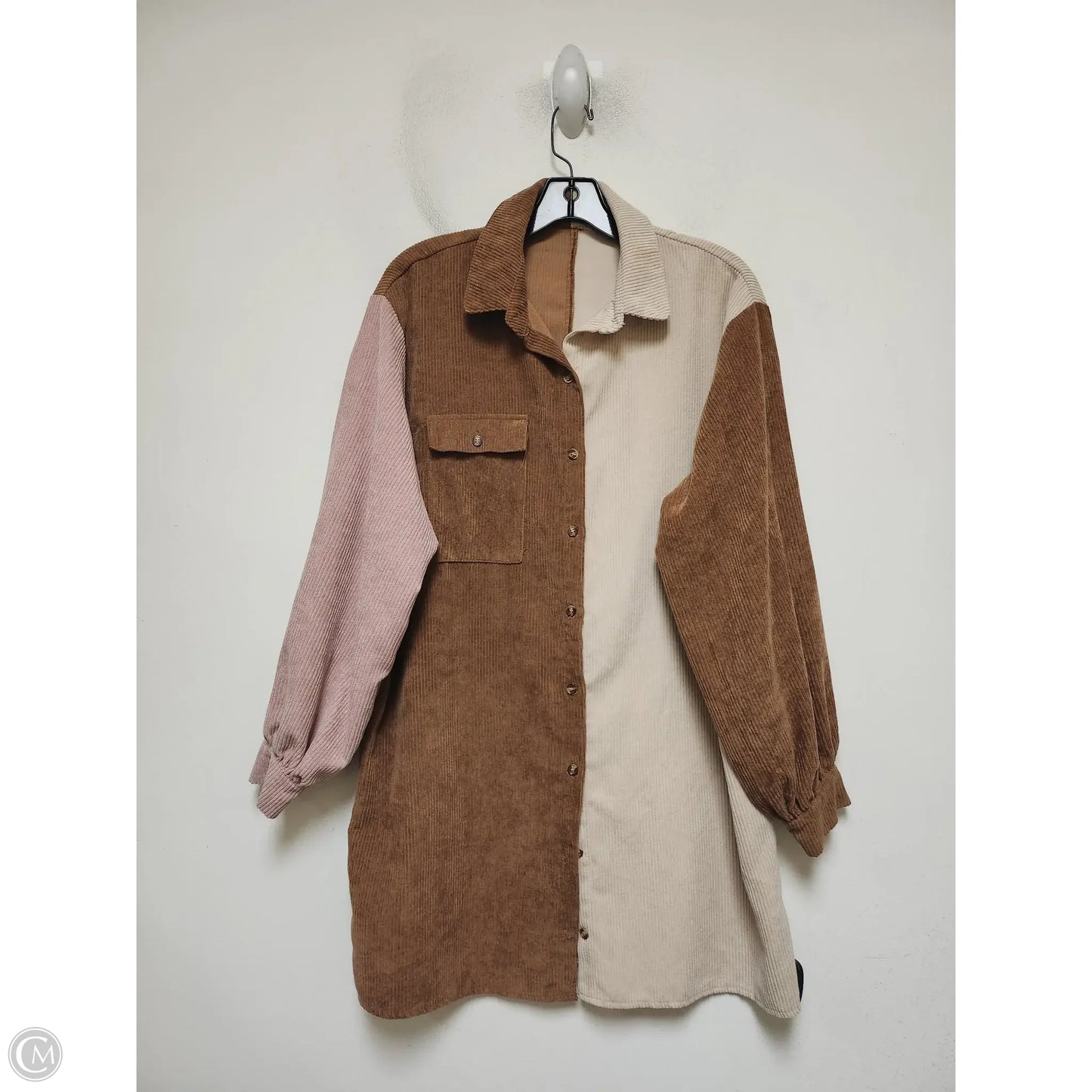 Jacket Shirt By Nasty Gal In Brown & Tan, Size: S