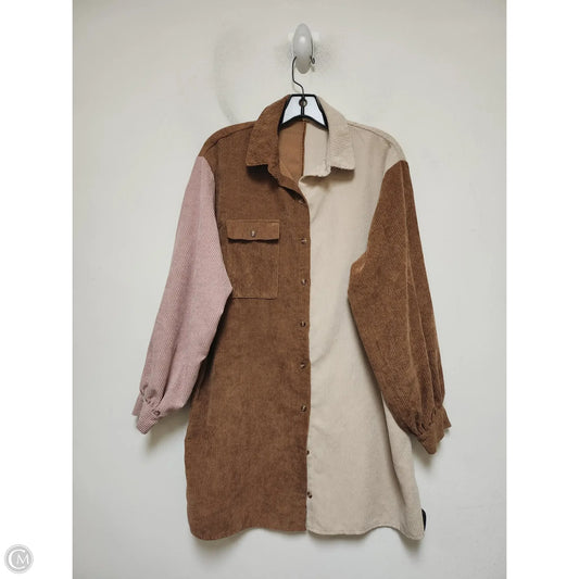 Jacket Shirt By Nasty Gal In Brown & Tan, Size: S
