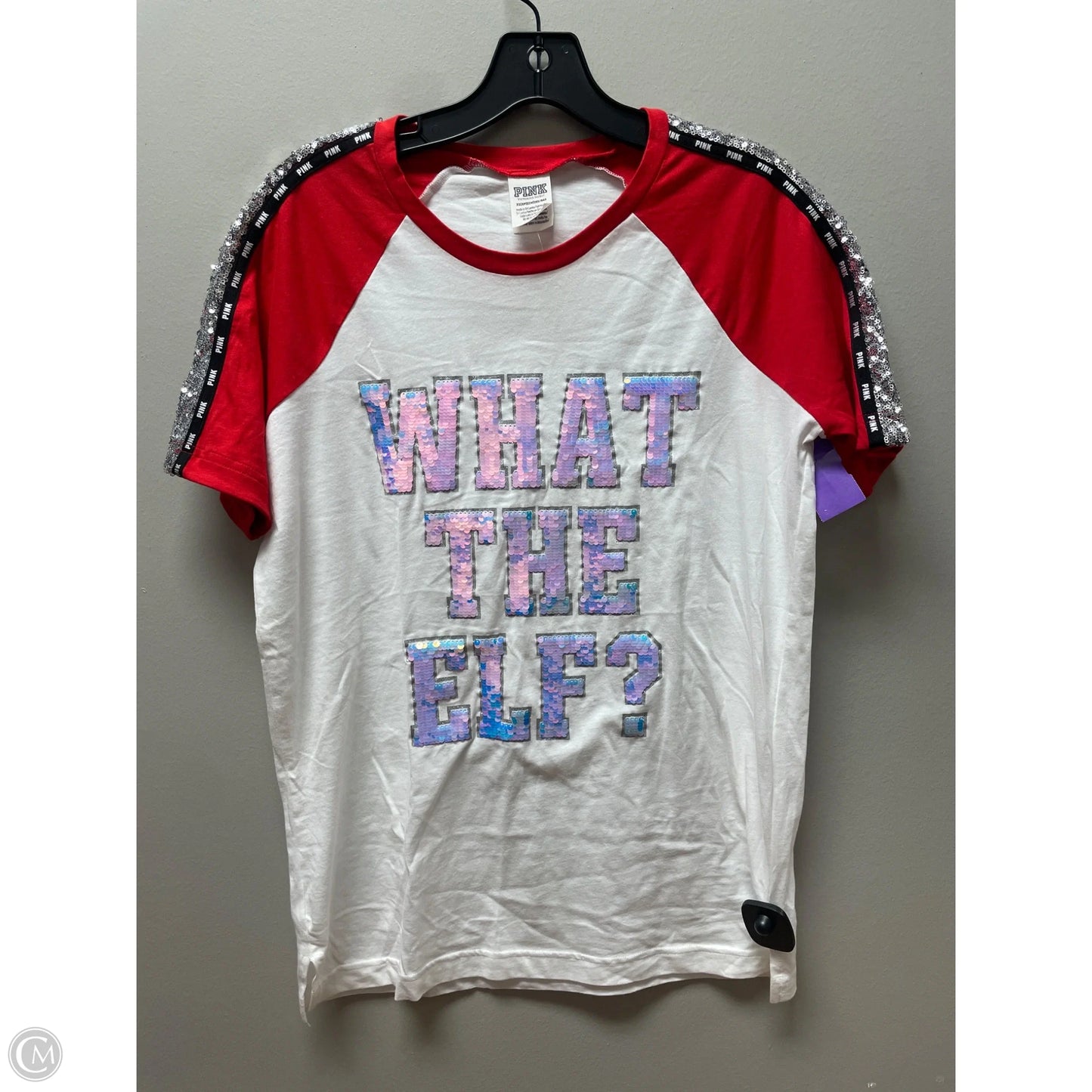 Top Short Sleeve Basic By Pink In Red & White, Size: Xs