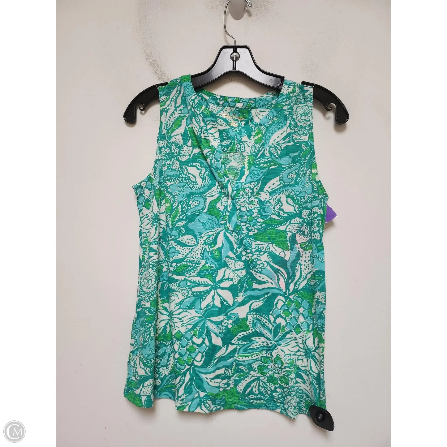Top Sleeveless Designer By Lilly Pulitzer In Green & White, Size: Xs