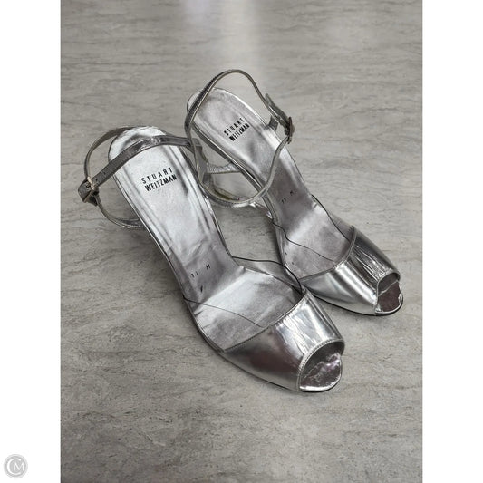 Sandals Designer By Stuart Weitzman In Silver, Size: 11