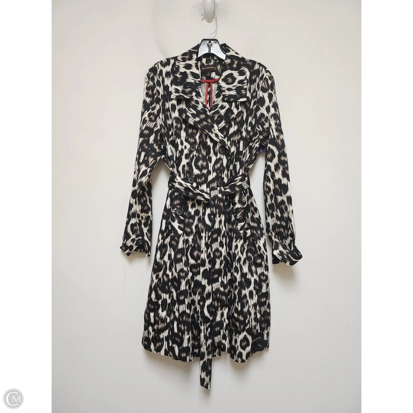 Coat Trench Coat By Dana Buchman In Animal Print, Size: L