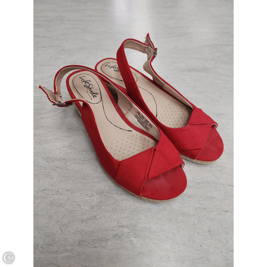 Sandals Heels Wedge By Life Stride In Red, Size: 7.5