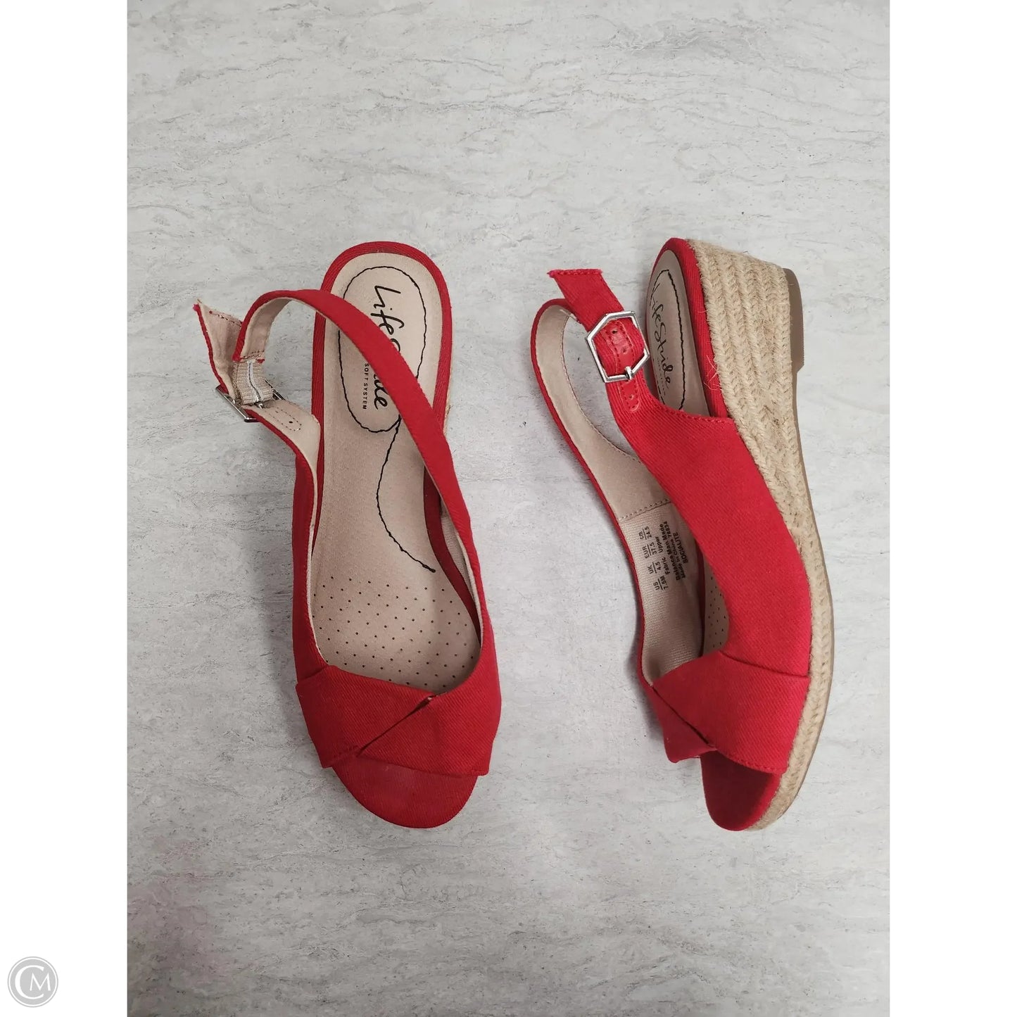 Sandals Heels Wedge By Life Stride In Red, Size: 7.5
