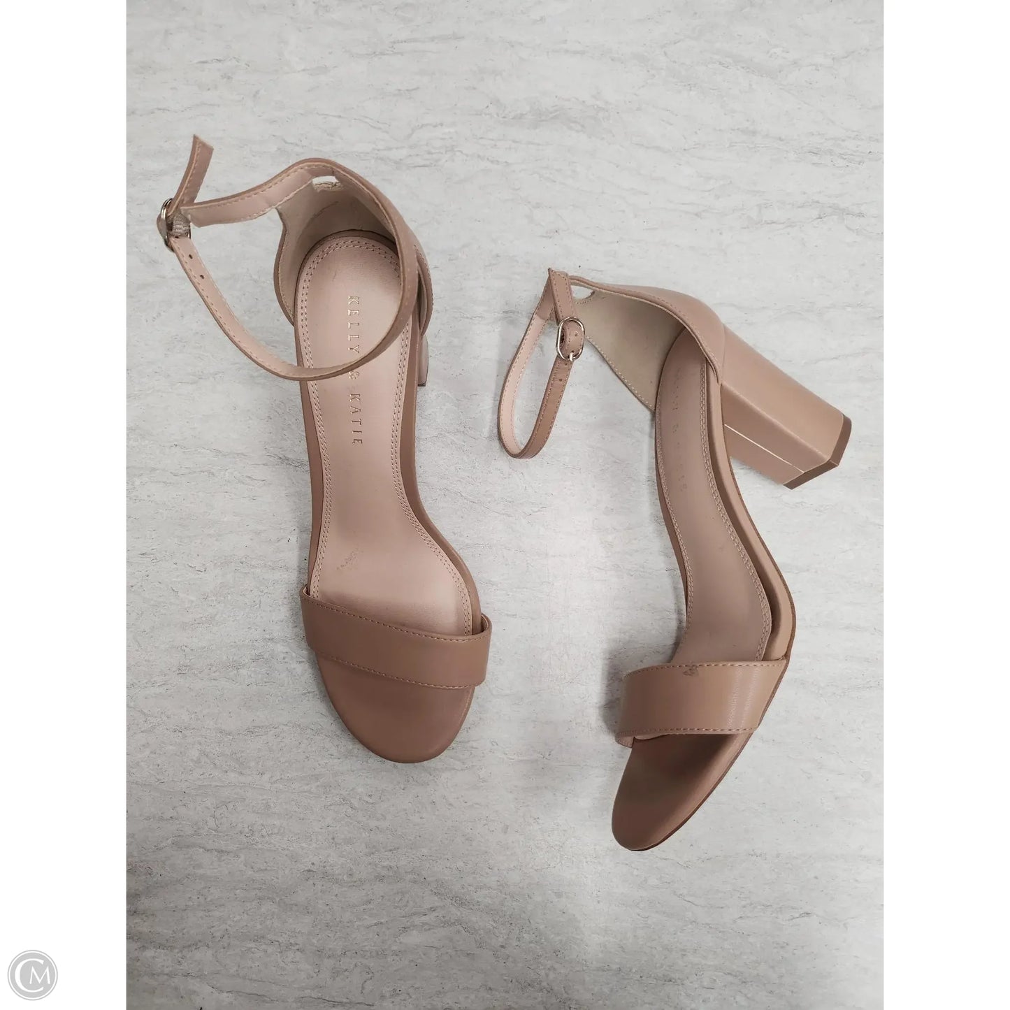 Sandals Heels Block By Kelly And Katie In Tan, Size: 9.5