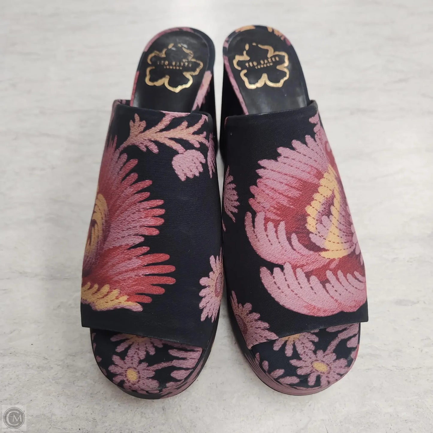 Sandals Heels Block By Ted Baker In Floral Print, Size: 9